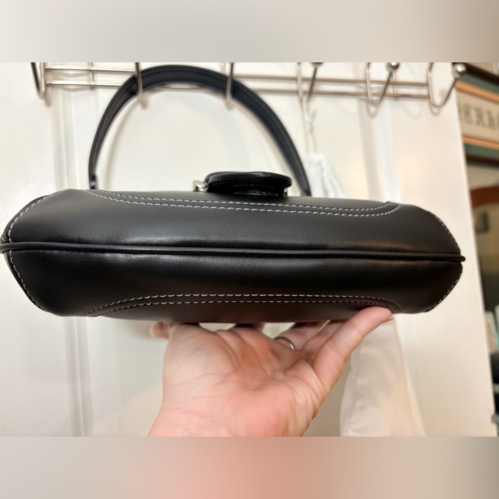 Coach Black Leather Shoulder Bag with Silver Hardware - Picture 8 of 15